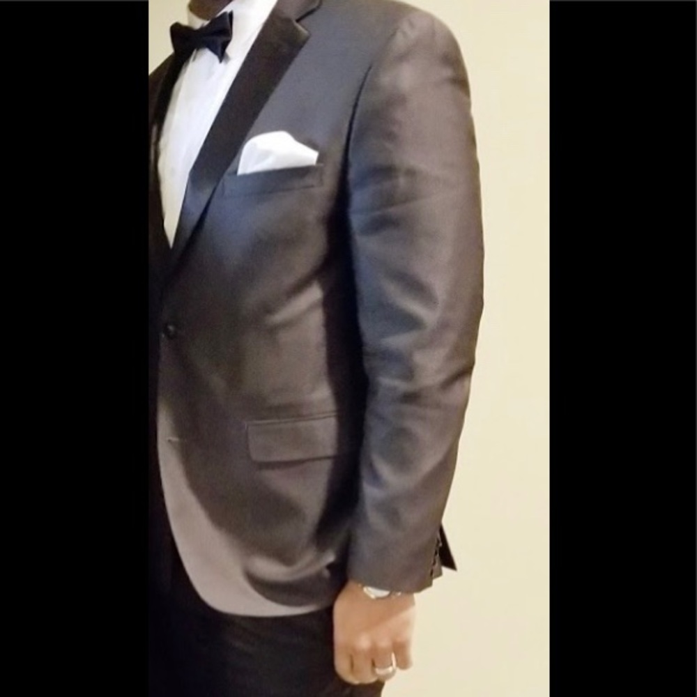 Men's Slim-Fit Black Micro-Grid Dinner Jacket